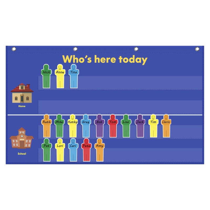 AUVCAS Classroom Attendance Chart Helping Hands Pocket Chart for Preschool Sunday School Kindergarten Daycare,36 People Cards Included - Image 1